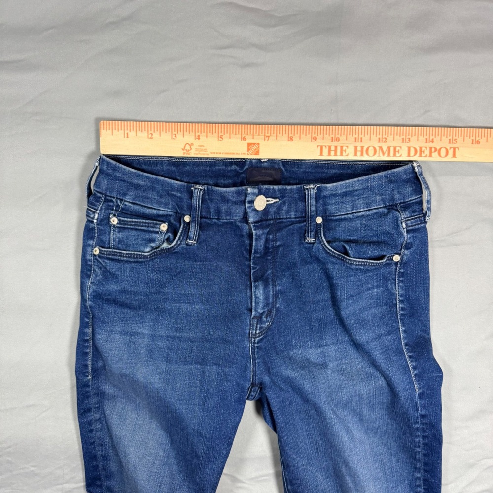 Mother The Looker Ankle Fray Jeans Fast Times Wash Blue Contemporary Sz 27 USA - Picture 8 of 11